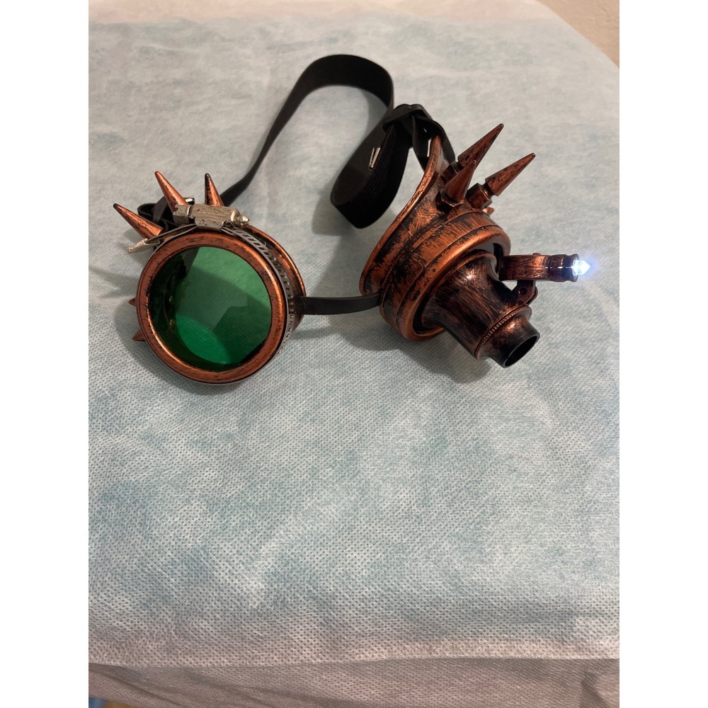 Steampunk Goth Cosplay Goggles Pre-Owned Cyberpunk Magnifying Lens Flashlight